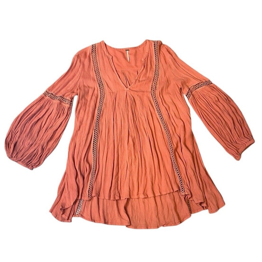 Free People Just The Two Of Us Tunic Dress Coral Size S Boho